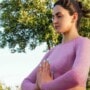 A woman doing dep breathing exercise to increase lung capacity